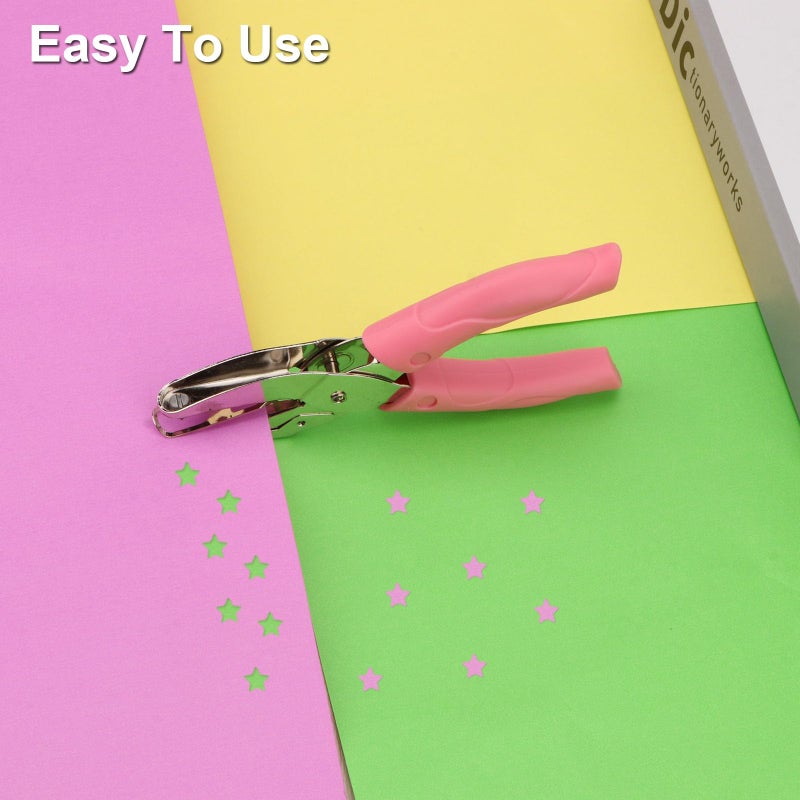 Rongon Star Shaped Hole Paper Punch Set 2 Pcs Hole Punches 1/4 Inch Handheld Hole Punch Kit Tools with Soft-Handled Scrapbooking for Craft DIY Tags Clothing Ticket - Image 4